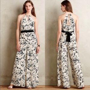 Anthropologie Elevenses Lilium Silk Jumpsuit